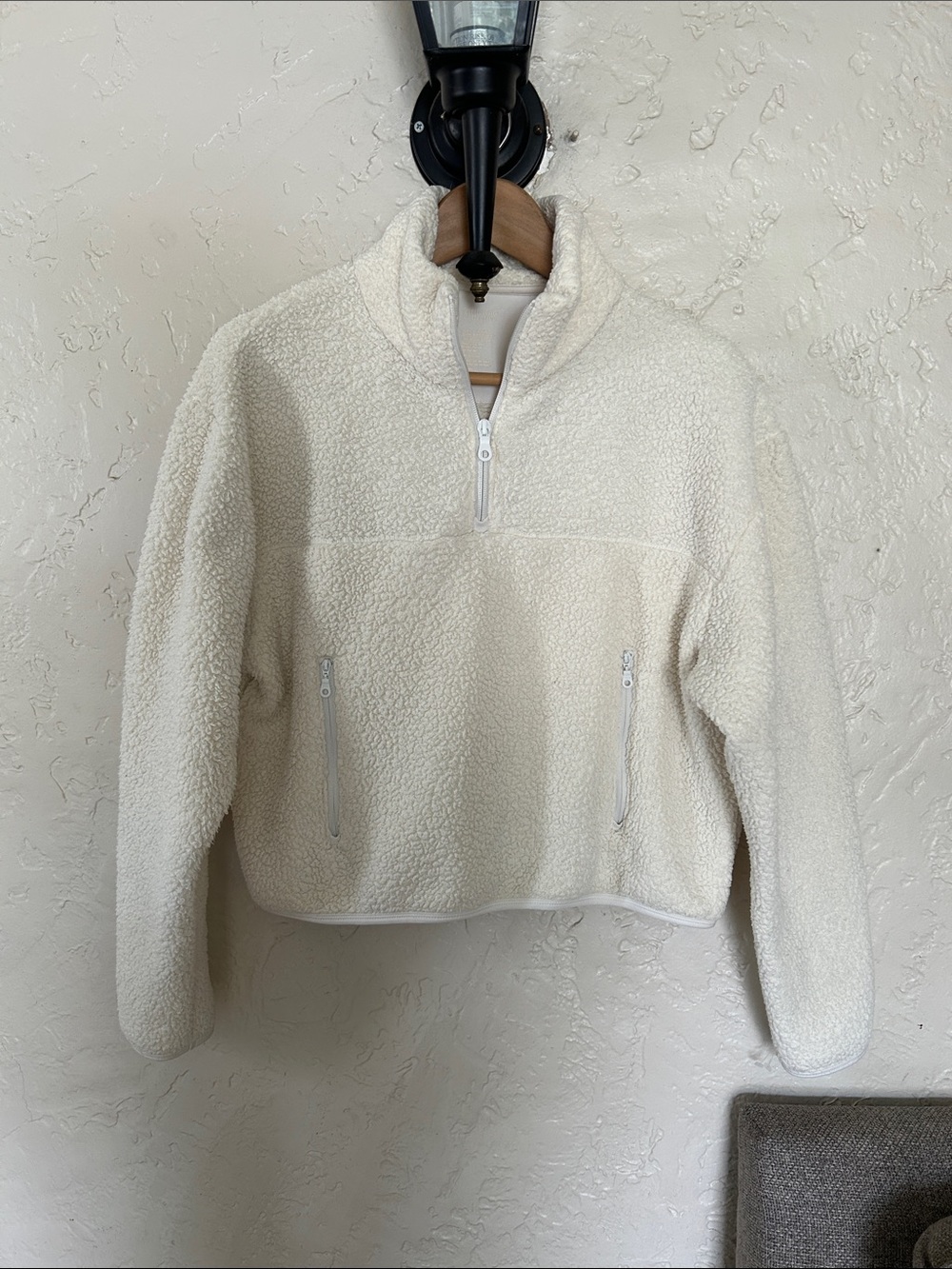 Girlfriend Collective Recycled Half-Zip Fleece in Cream